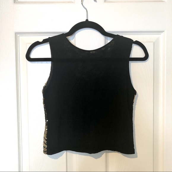 Gold/Black Sequin Crop Top - Picture 5 of 5